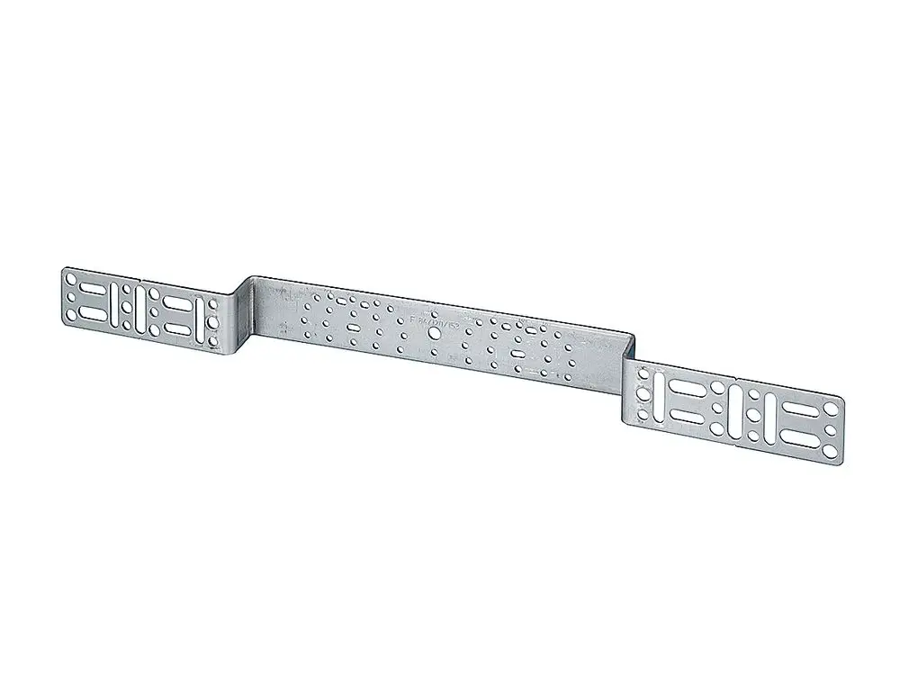 Montageplatte aus Metall von Fränkische, mit mehreren Befestigungslöchern zur einfachen Anbringung. Flache, rechteckige Form mit durchgehendem Design.